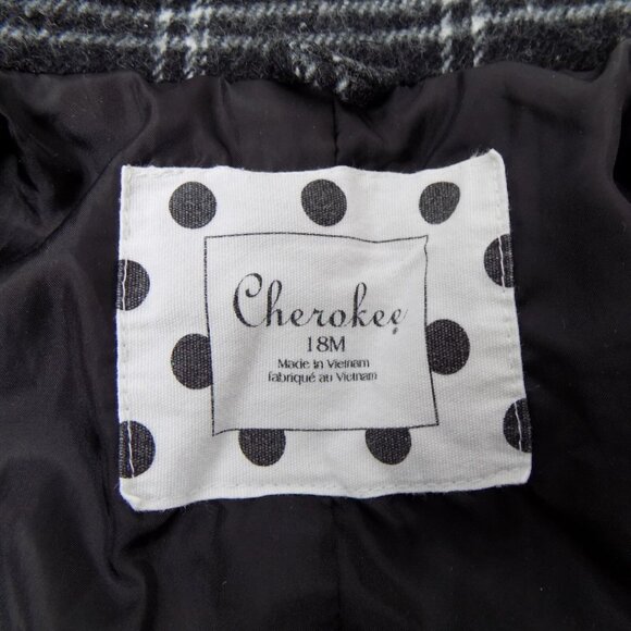 Cherokee Girls 18M Pea Coat Black White Plaid Winter Lined Zipper Dressy Casual - Picture 3 of 6